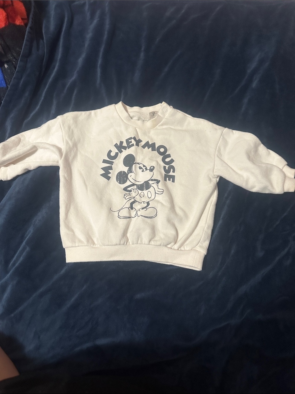 H&M Cream Sweatshirt with Navy Mickey Mouse Graphic